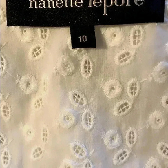 Nanette Lepore cream long sleeve one button two pocket eyelet blazer 10 - Picture 3 of 4